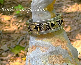 Vintage Navajo Scott Skeets Sterling Silver 14k Two Tone Band Bear Claw Ring Cool Unisex Ring Vintage Navajo Bear Claw Ring Guy Gift