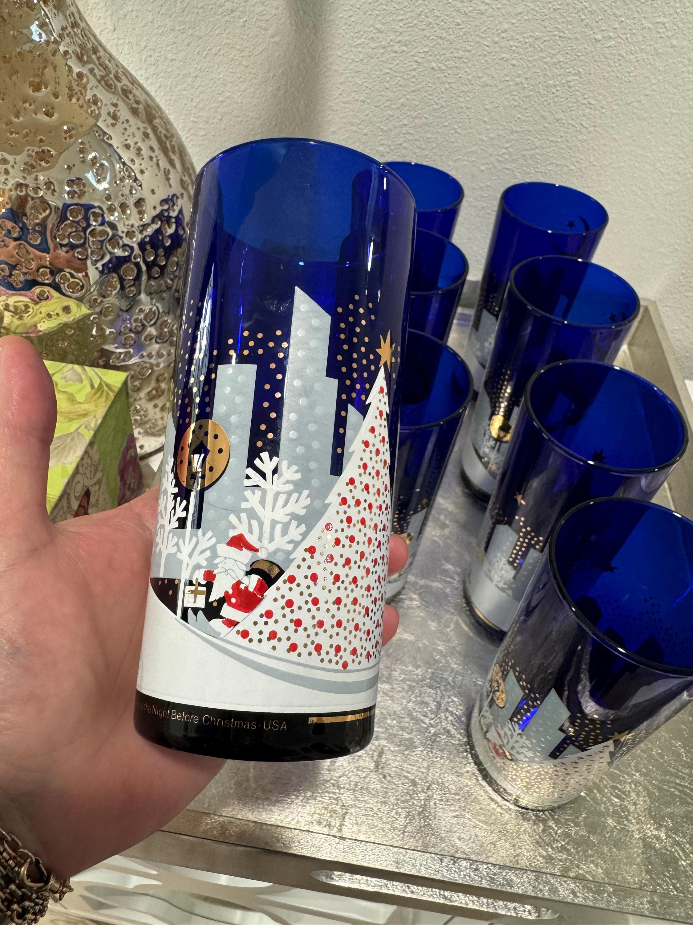Vintage Noritake Christmas Glasses – Set of 8 Cobalt Blue Vintage Noritake Christmas Glasses – Set of 8 Cobalt Blue