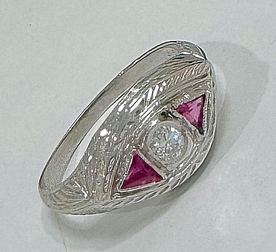 Antique Evil Eye Ring – 18k White Gold, Diamond &… - image 2