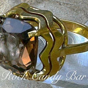 Gold Smoky Topaz Ring Vintage 70s Size 6.75 European Antique Smoky Topaz Ring Solid 9K Gold, Vintage Glam November Birthday Gift