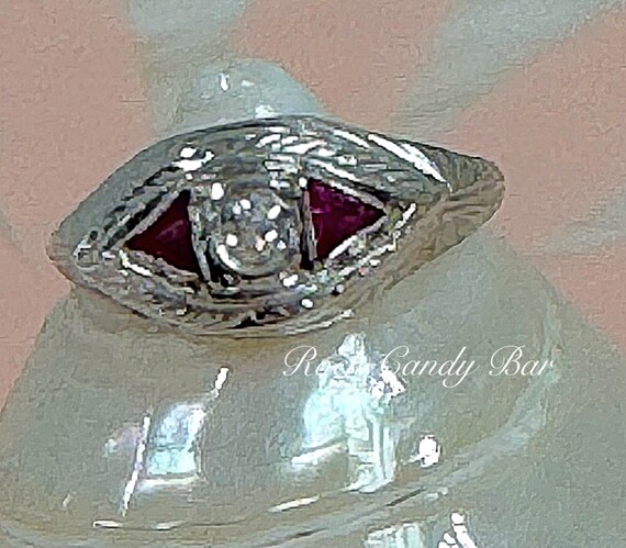 Antique Evil Eye Ring – 18k White Gold, Diamond &… - image 4