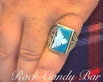 Vintage Navajo Thunderbird Ring 1970s Sterling Silver | Turquoise