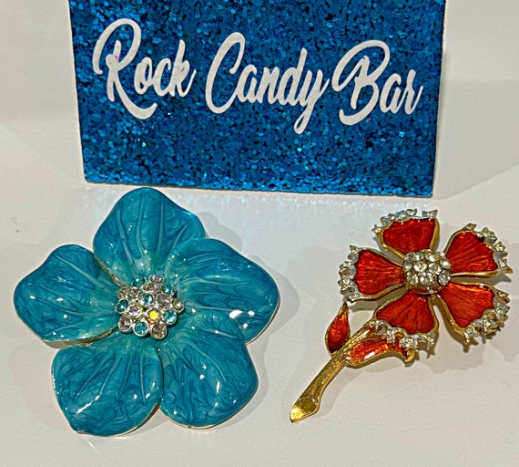 60s enamel flower pins - Gem