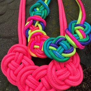 Neon Necklaces Hand Knotted Neon Necklaces Neon Statement Necklaces Neon Paracord Chunky Neon Statement Necklace Giant Knotted Neon Chokers