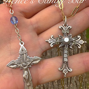 Vintage Cross Necklace Vintage Silver Cross Necklaces Beautiful Cross Unique Gifts for Her Religious Gifts Easter Gift Unique Cross Crucifix