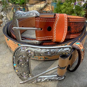 Larry Mahan Belt Women 26 Grey Leather Western German Silver Buckle 3935 USA Larry Mahan | Accessories | Lastly Mahan Western Belt | Poshmark main image 4