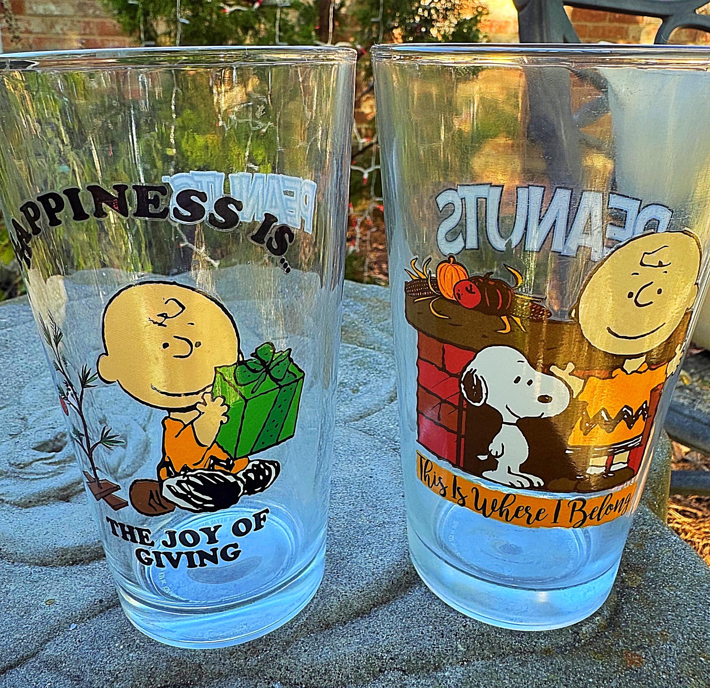 アンティーク　アメリカ　スヌーピー　グラス Vintage Peanuts Holiday Glass Set – 2-piece Thanksgiving