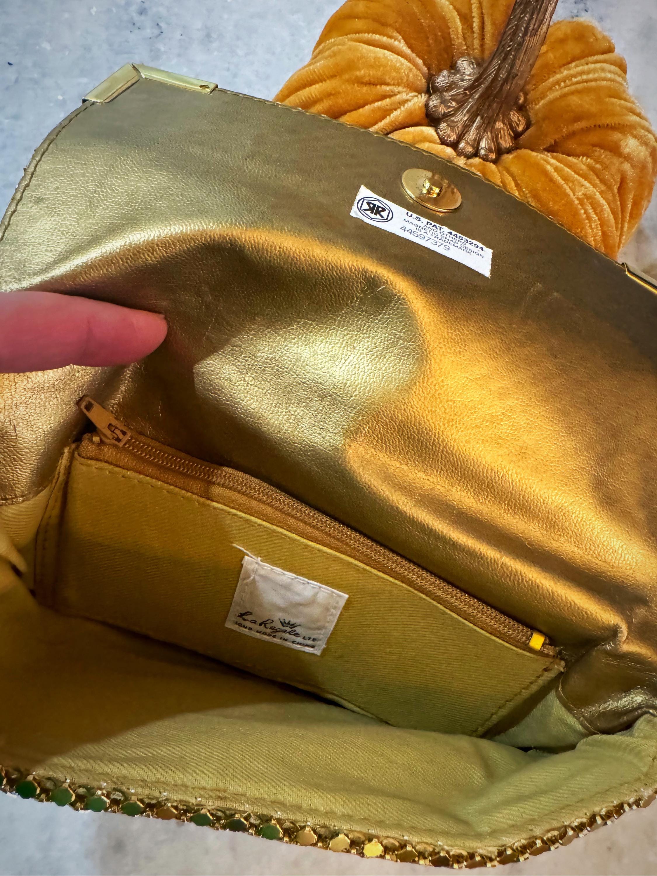 Vintage 70s La Regale Gold Mesh Clutch Purse Retro Disco Studio 54