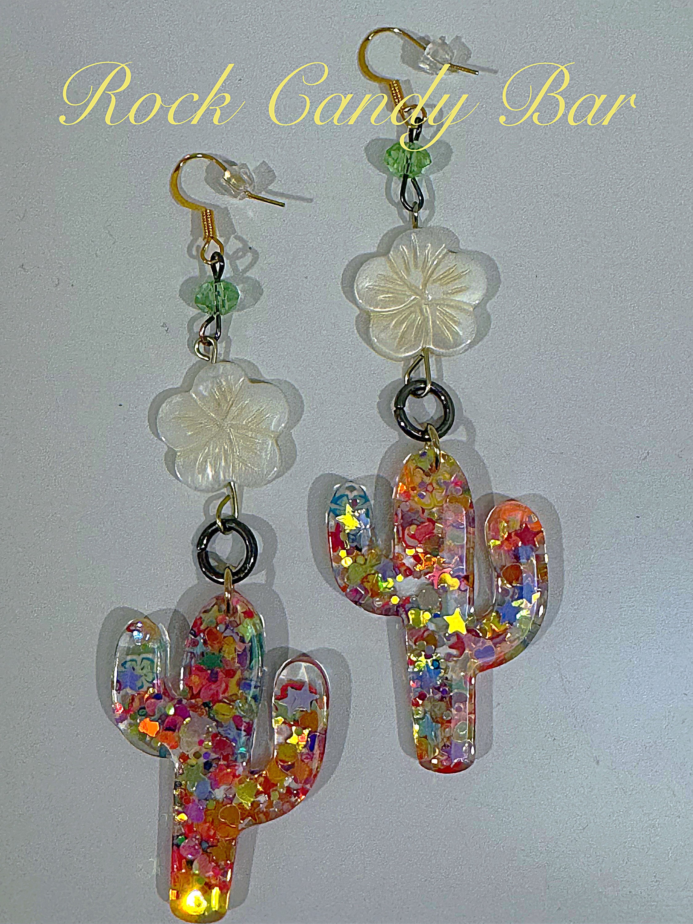 Boucles D'oreilles Design Cactus Strass Coloré - Alliage - Neuf Avec étiquettes - Fête Déco