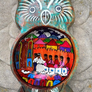 Groovy Owl Bowl 1970s Owl Bowl Unique Art Pretty Owl Fun Colorful Animal Bowl Pueblo Art Vibrant Colorful Owl Lovers Unite Owl Trinket Dish