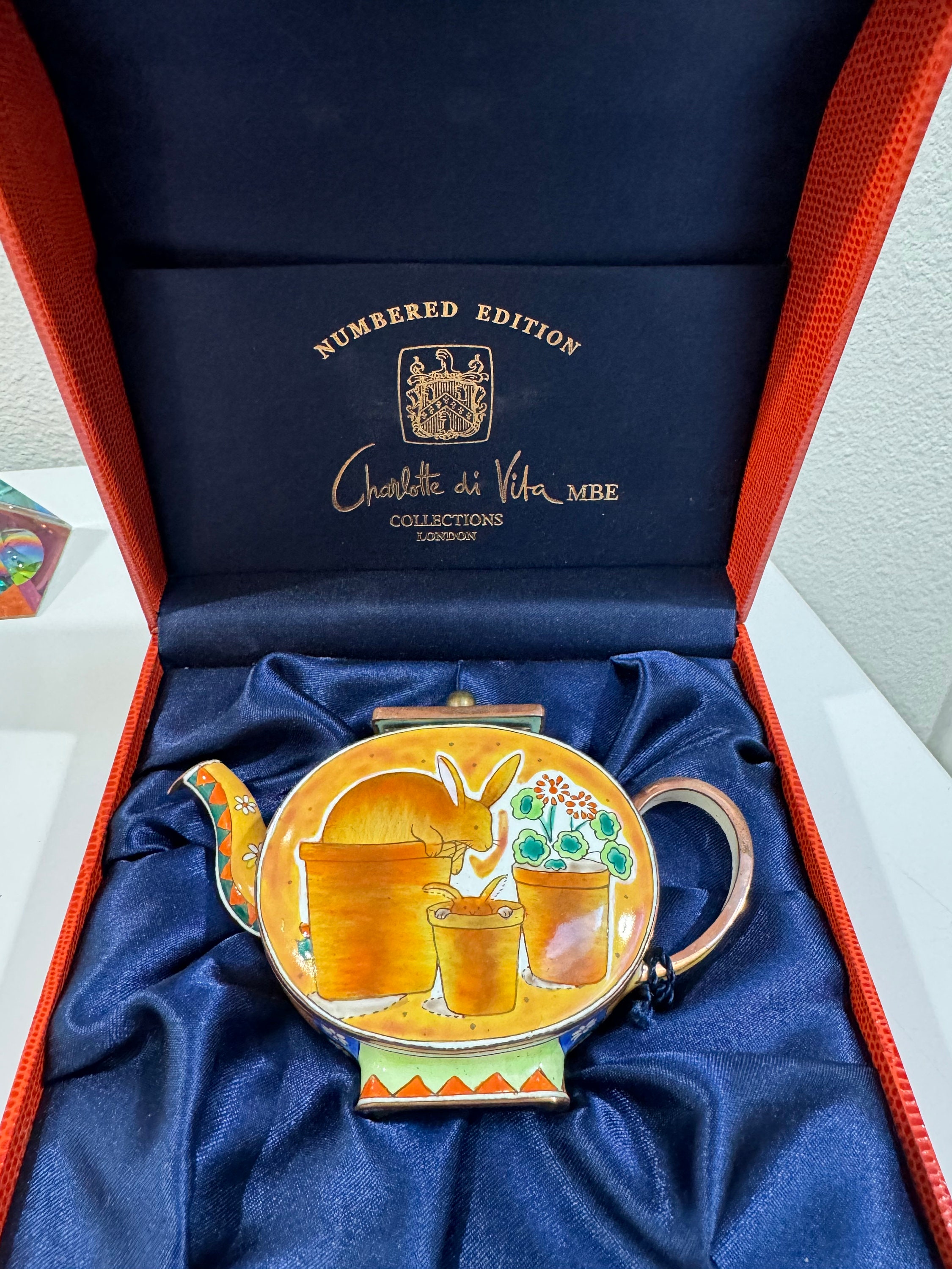 Miniature Enamel Bunny Teapot Collectible | Charlotte Di Vita “boo