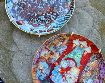 Vintage Franklin Mint Collectible Plates – Santa Paws and Whisker
