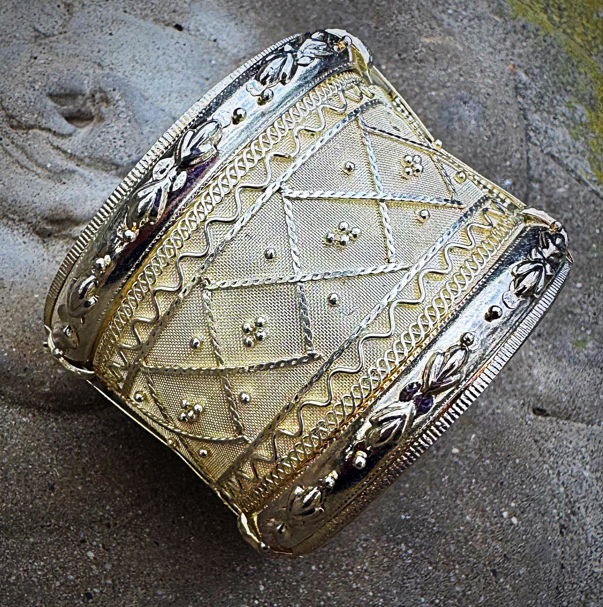 Wide Silver Bracelet Silver Hinged Bracelet Mesh Bracelet