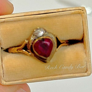 Antique Edwardian Ruby Heart Diamond Ring – One-of-a-Kind Romantic Heirloom Jewelry for Rare Valentine’s Luxury Gifts