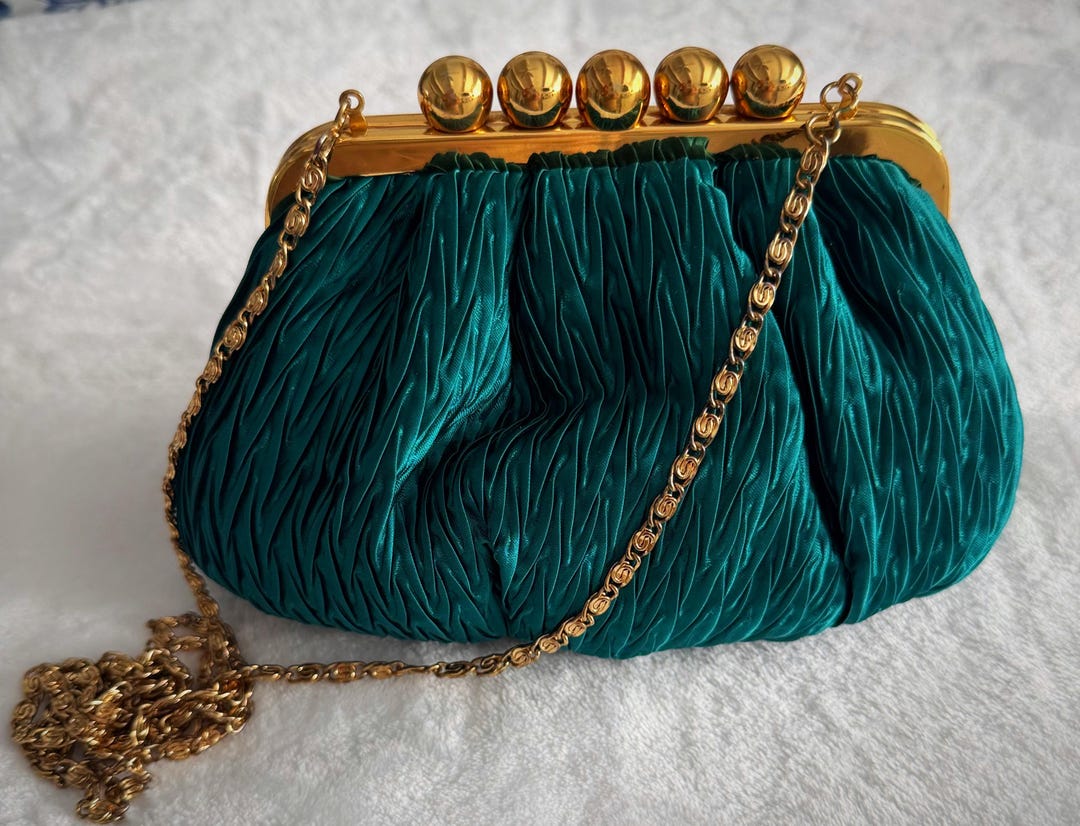 Vintage 1990s Emerald Green Beaded Evening Bag – Carla March Kiss