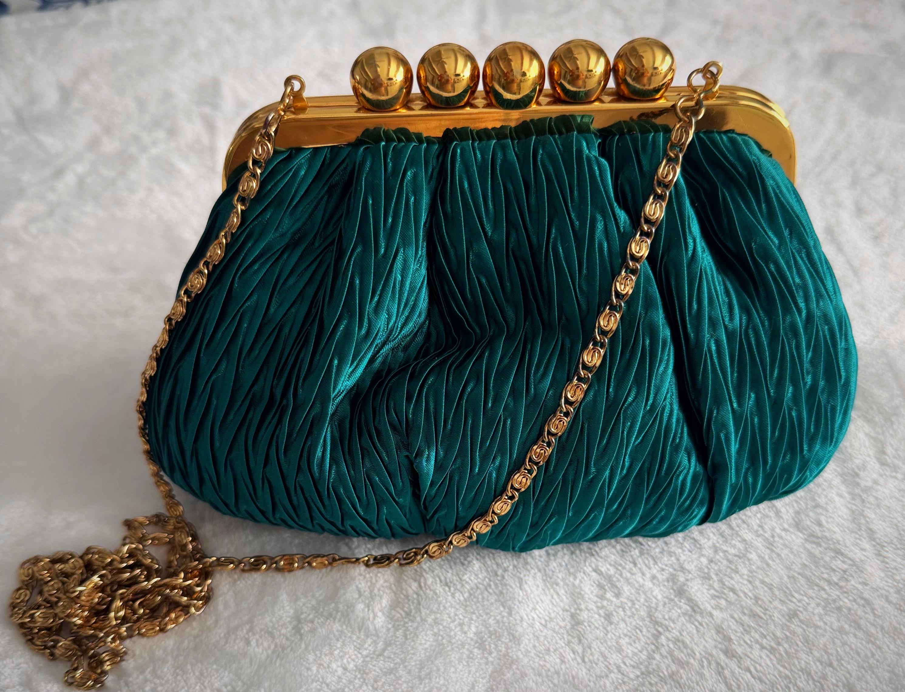 Vintage 1990s Emerald Green Beaded Evening Bag – Carla March Kiss