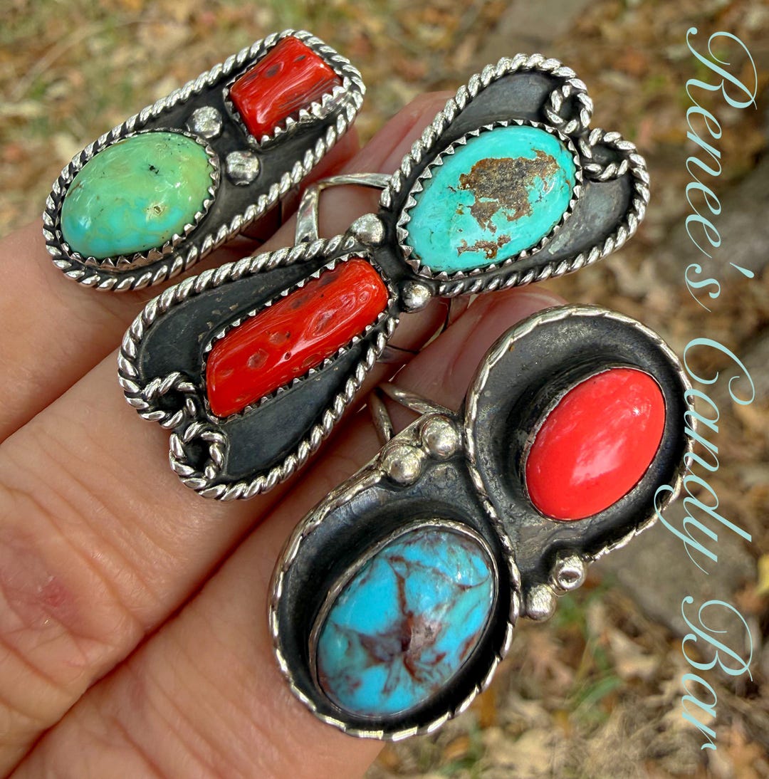Vintage Native American Rings – Navajo Sterling Silver Turquoise
