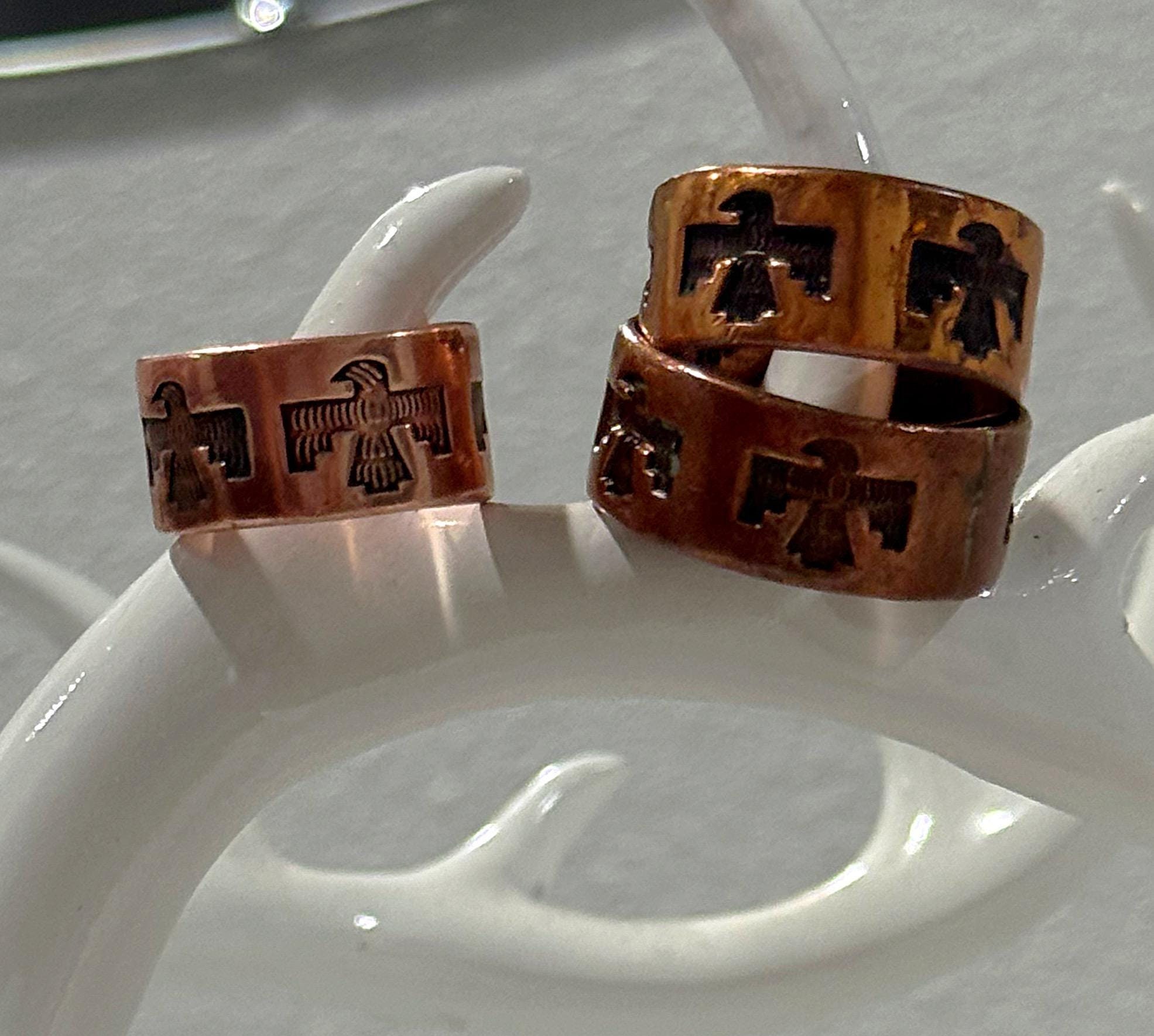 Vintage Navajo Thunderbird Band Ring Copper Ring Vintage