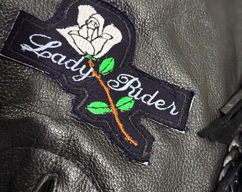 Vintage Black Leather Biker Vest “Texas Gal” Lady Rider Patch | Fringe Leather Motorcycle Vest XXL | Western Rodeo Biker Style