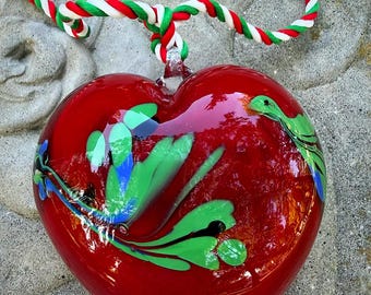 Handmade Red Glass Heart – Art Glass Valentine Paperweight or Décor | One-of-a-Kind Romantic Sculptural Gift