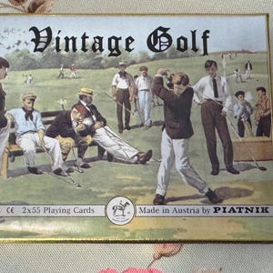 Cartas antiguas para jugar al golf, cartas de golf de dos barajas, cartas antiguas para jugar al golf, regalos antiguos para hombres, cartas antiguas, regalos geniales para golfistas