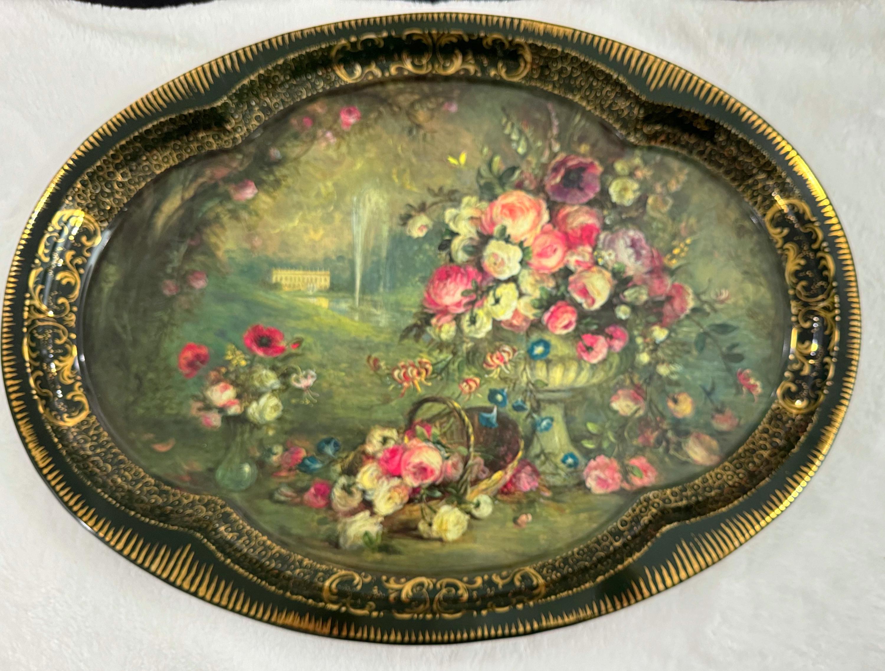 Vintage Bed & Breakfast Serving Trays – Hand Painted Floral Tray