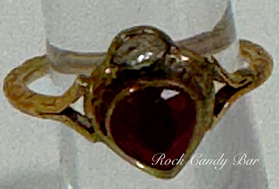 Antique Edwardian Ruby Heart Diamond Ring – One-o… - image 3