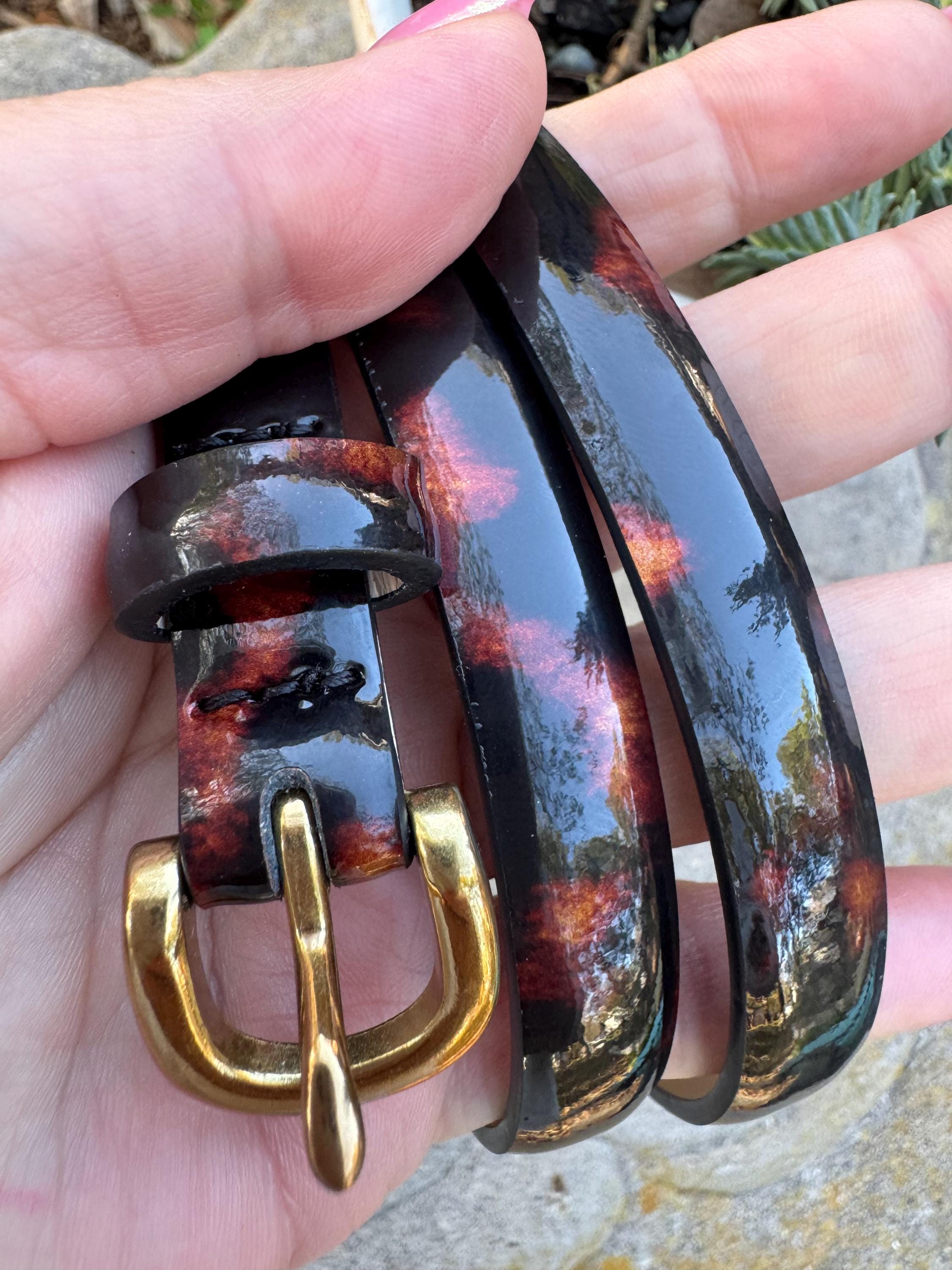 Vintage 1970s Artisan Leather Belts – Hand-painted, Beaded 