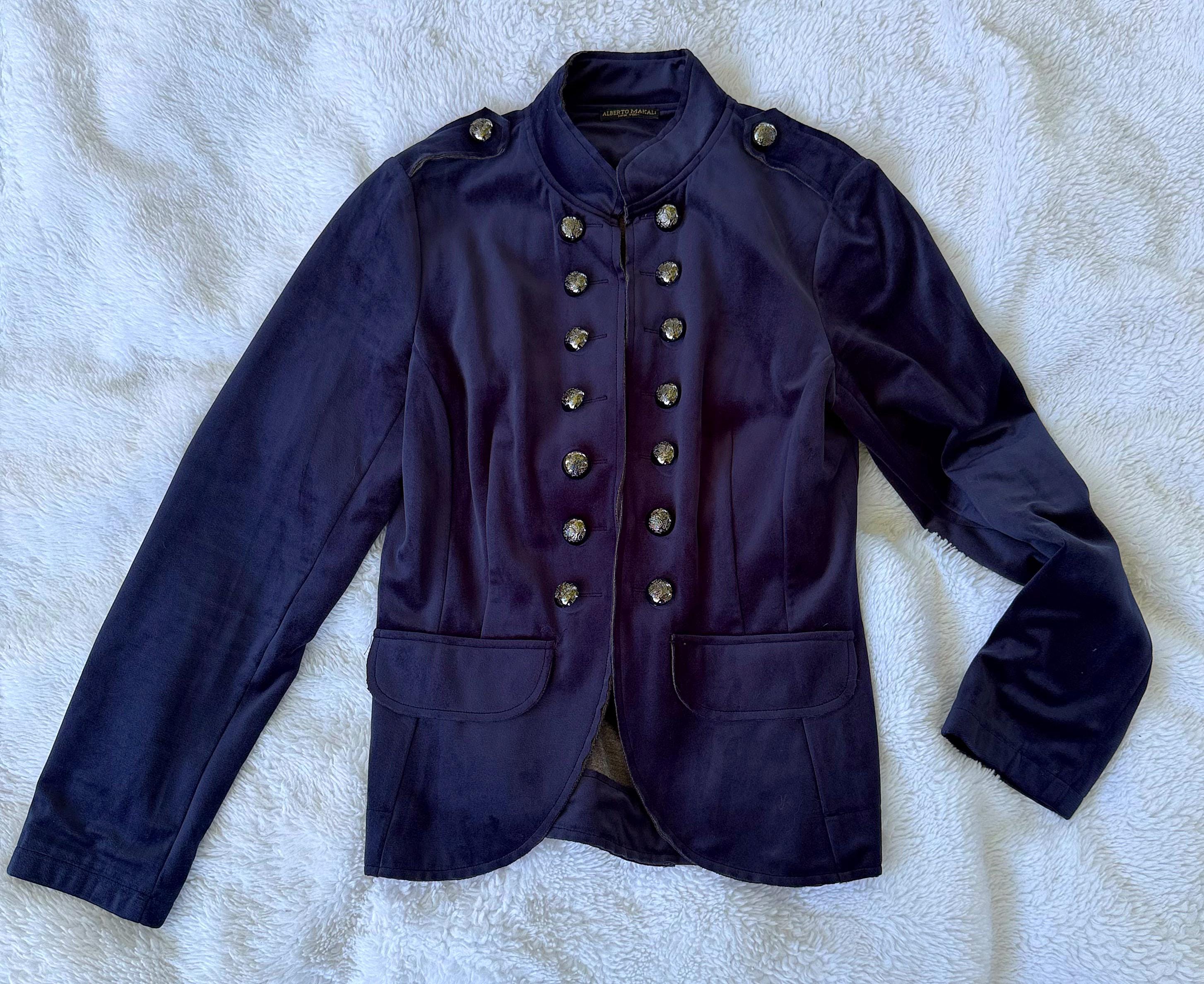 Vintage 80s Michael Jackson Style Velvet Jacket – Military 