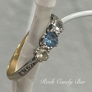 Delicate Two-Tone Vintage Aquamarine Ring Stacking Gemstone Ring Natural Aquamarine Vintage Ring – A Sustainable Gem for Your Collection