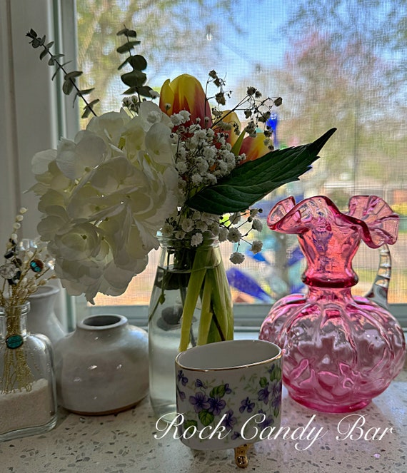 Antique Pink Glass Syrup Pitcher Antique Pink Glass Flower