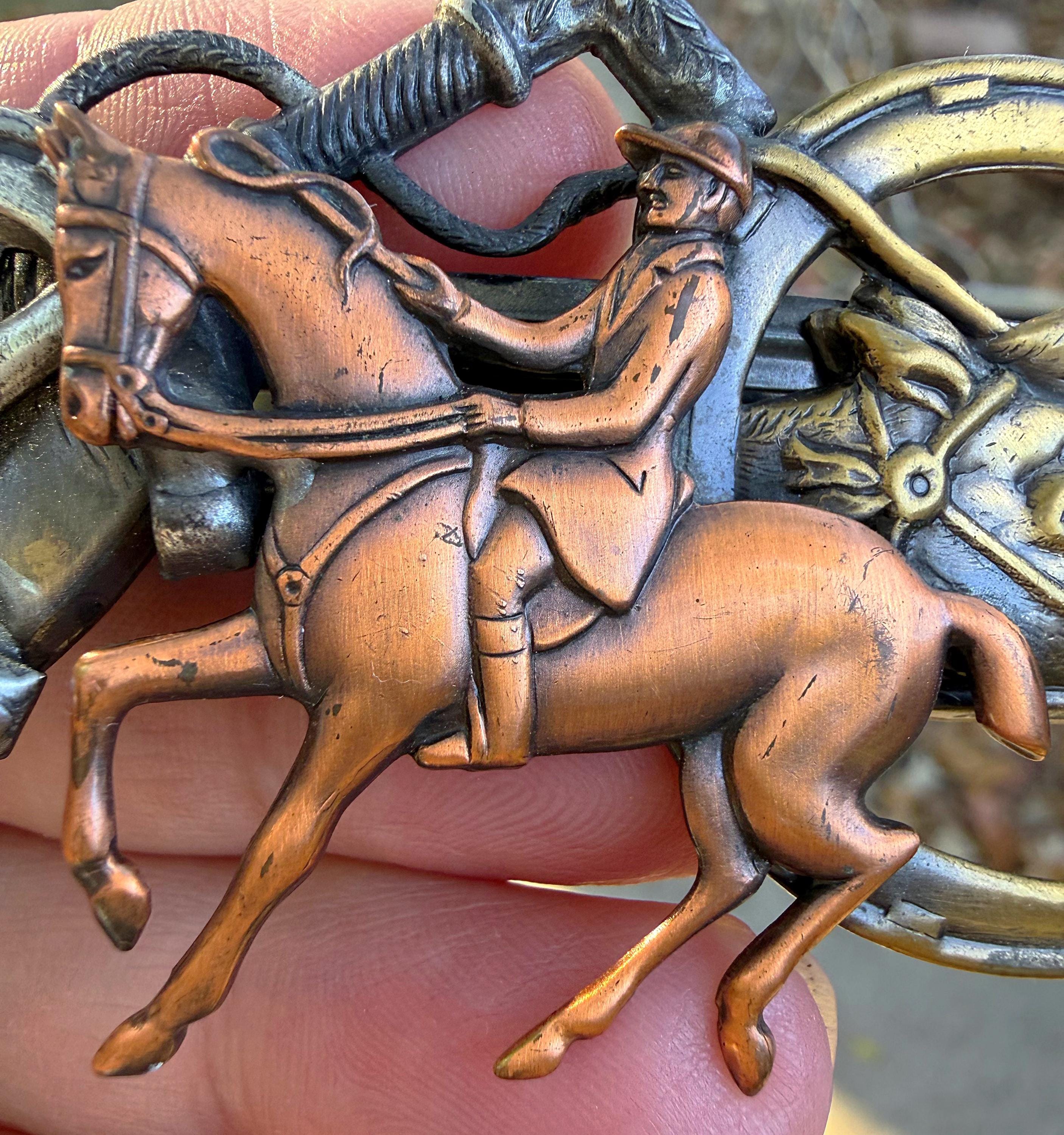 Women\'s Made in France pewter Equestrian/wester Hair Ornament - One Size Vintage 1970s French Equestrian Hair Clip Made in France  main image 2