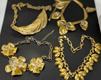 Vintage Chunky Gold Chain Choker Heavy Gold Statement Necklace Bold Gold Chokers Cleopatra Necklaces Chunky Gold Statement Necklace Mermaid