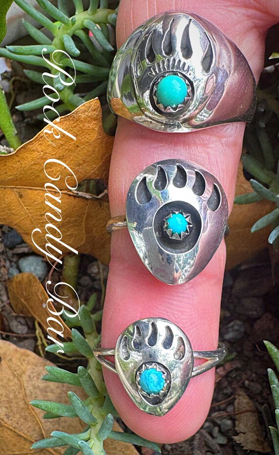 Bear Paw Rings Vintage Navajo Bear Paw Ring Native American 