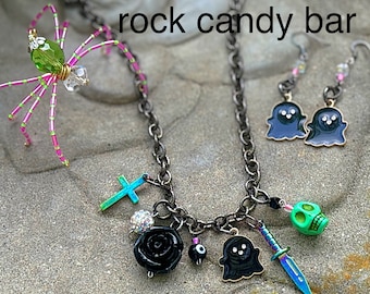 Signature Zombie Candy Jewelry Set – Necklace, Earrings & Optional Bracelet | Spooky Cute, Witchy Glam, Year-Round Accessories