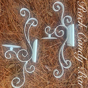 Vintage French Country Wall Sconces | Shabby Chic Cottage Candle Holders | Rustic Farmhouse Home Decor Pair