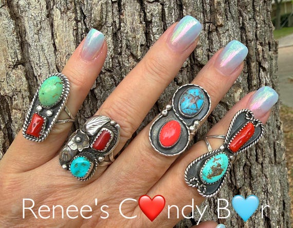 Vintage Native American Rings – Navajo Sterling Silver Turquoise Vintage Native American Rings – Navajo Sterling Silver Turquoise