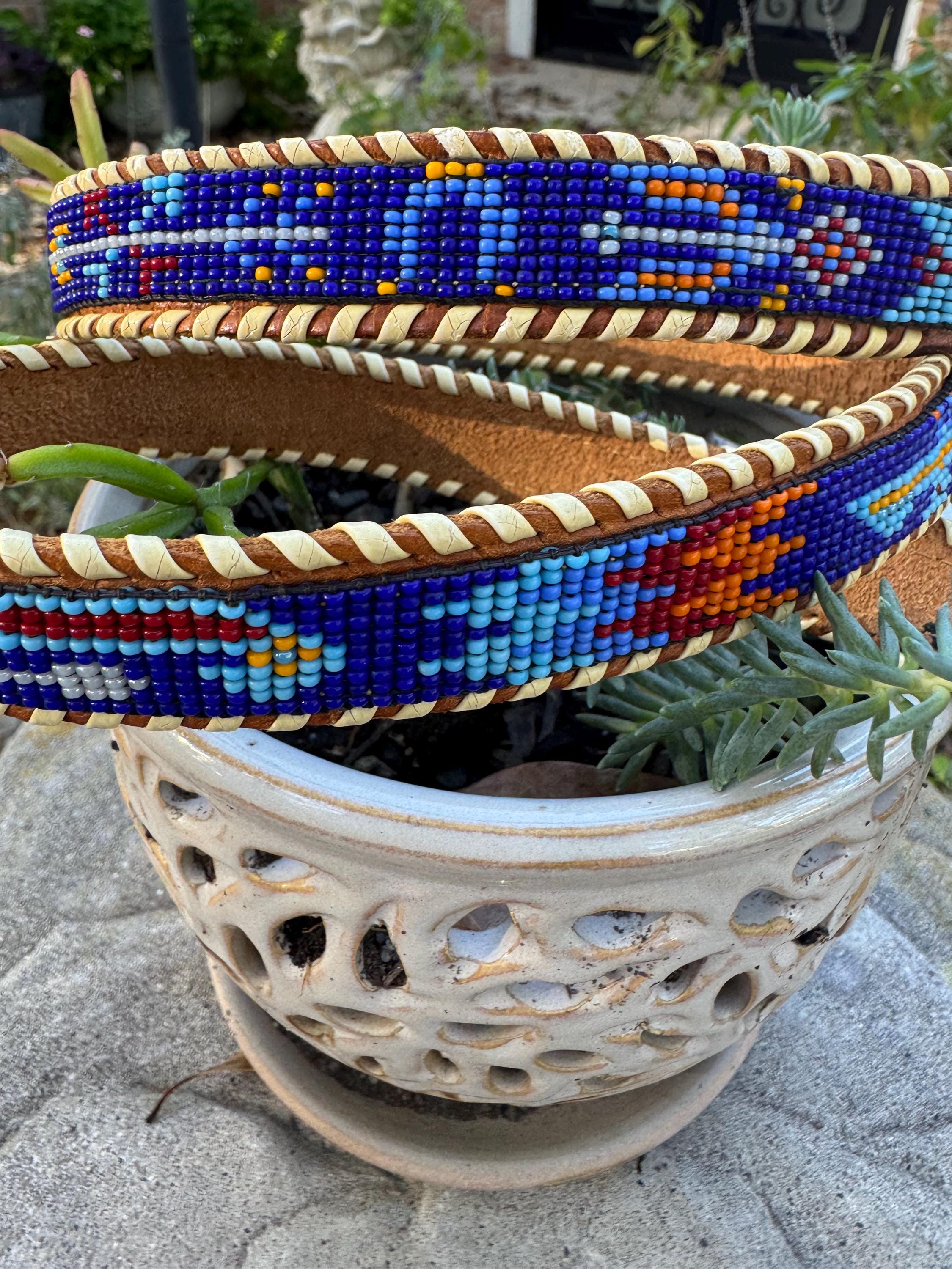 Vintage 1970s Artisan Leather Belts – Hand-painted, Beaded  display picture 3
