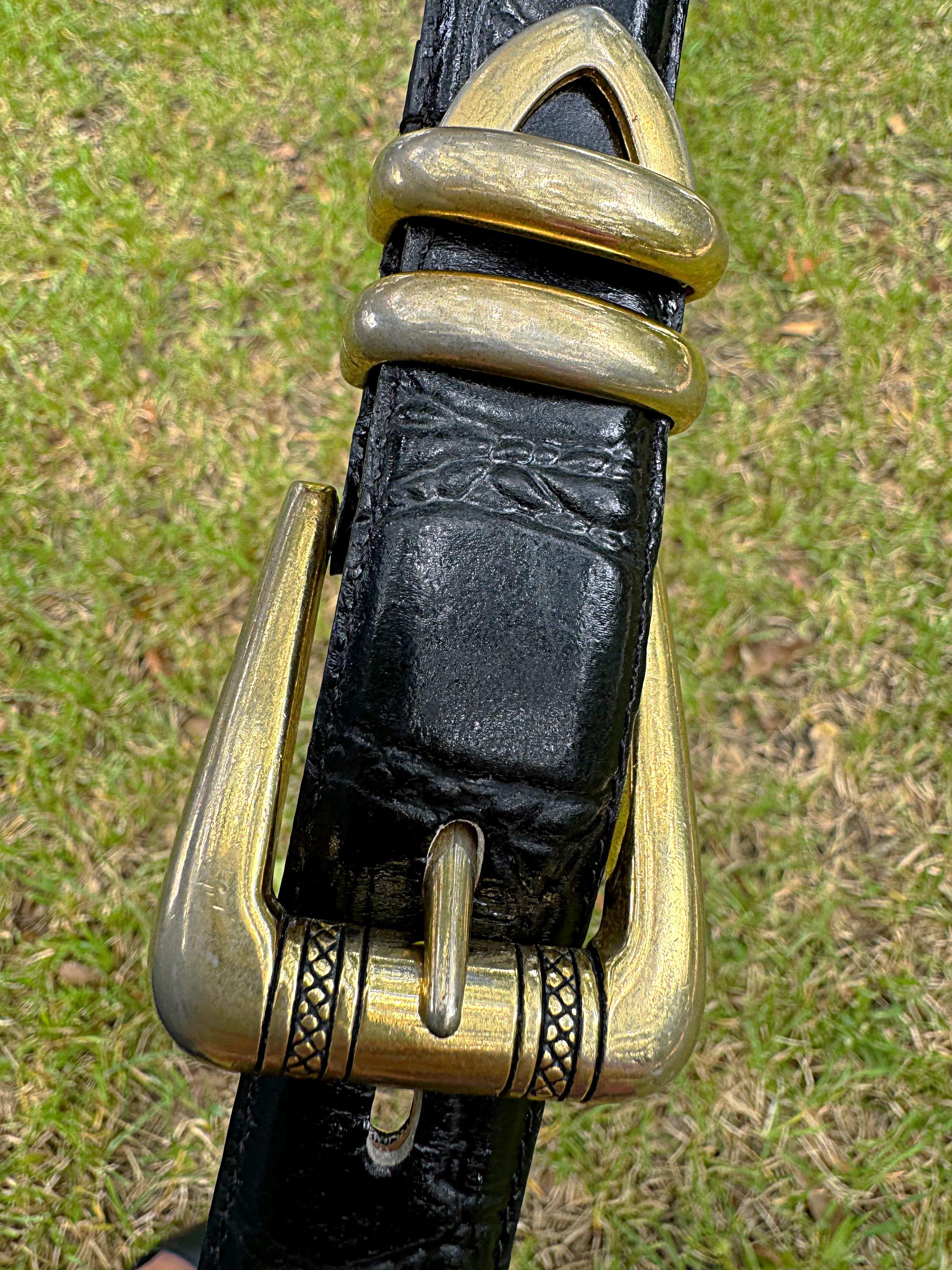 Vintage Mens Versace Belt Designer Belt Black Alligator