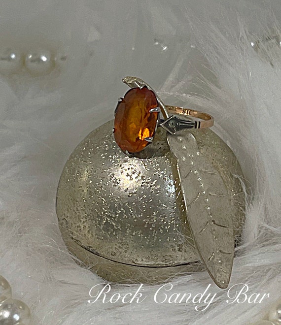 Antique 9k Gold Natural Citrine Solitaire Gemstone