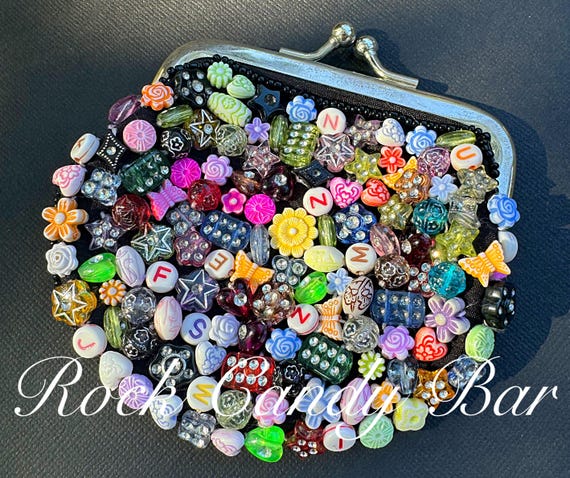 Vintage  Beaded  with Silver and Pink Accents coin pouch Vintage Baby Pink Beaded Coin Pouch Midcentury Modern Change  main image 3