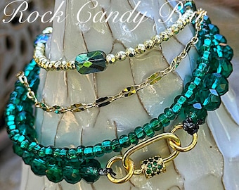 Custom Bracelet Stack – Set of 4 Handmade Bracelets, Personalized Gifts for Her, Layered Everyday Jewelry, Eco-Friendly Arm Candy