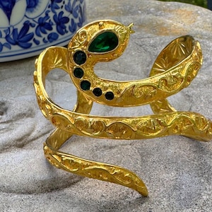 Snake Bracelet Gold Snake Cuff Green & Gold Snake Cool Statement Bracelets Fashion Snake Bracelet Serpent Vintage Snake Cool Cuff Bracelets