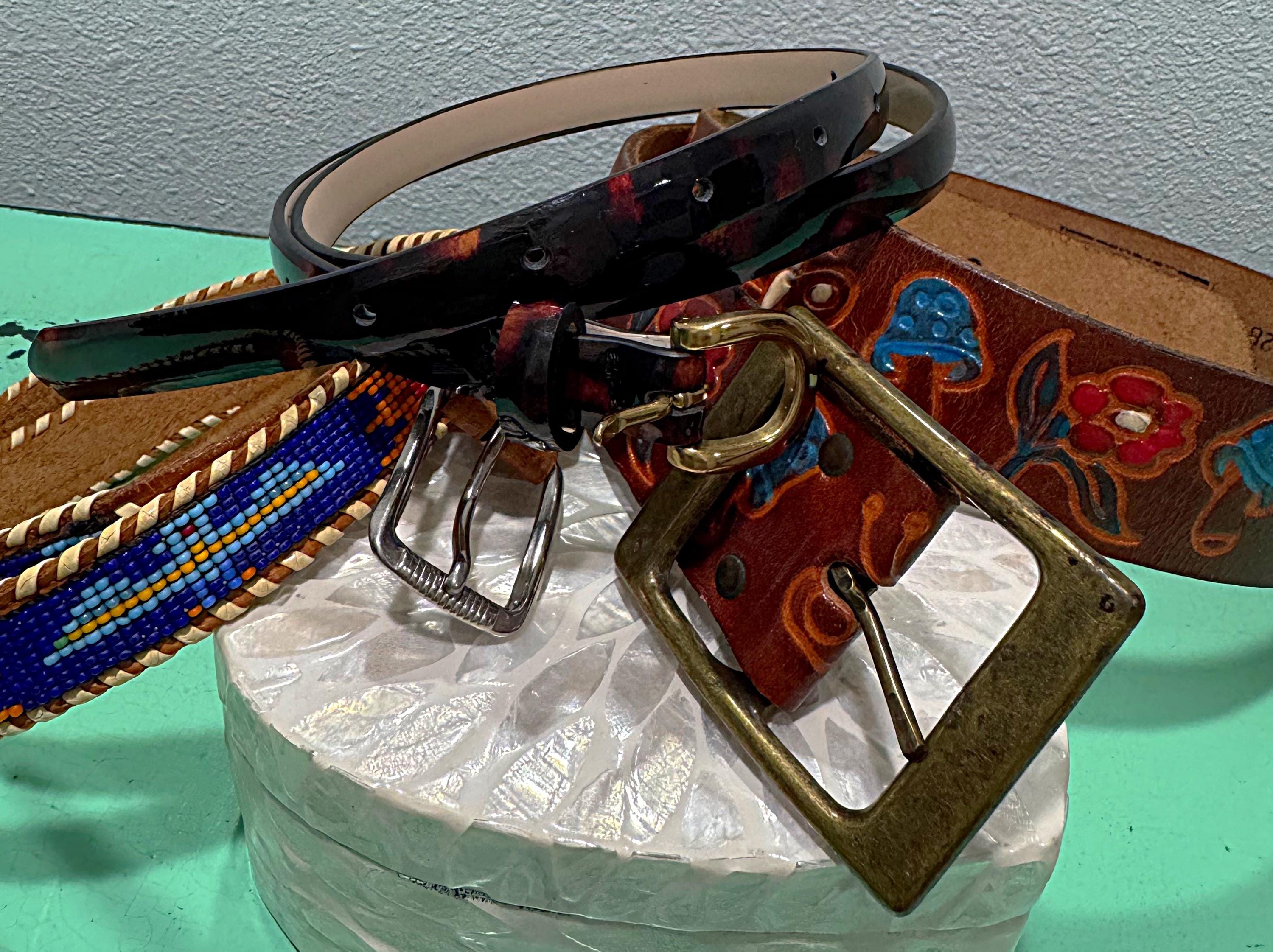 Vintage artisan beaded and chain belt. Vintage Bead Chain Belt, or Use as Extra Long Chunky  main image 2