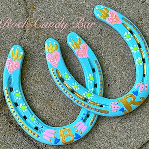 Hand Painted Horseshoes Folk Art Lucky Horse Shoe House Warming Gift New House New Baby New Life Gifts for Couples Cute Thoughtful Gifts Fun