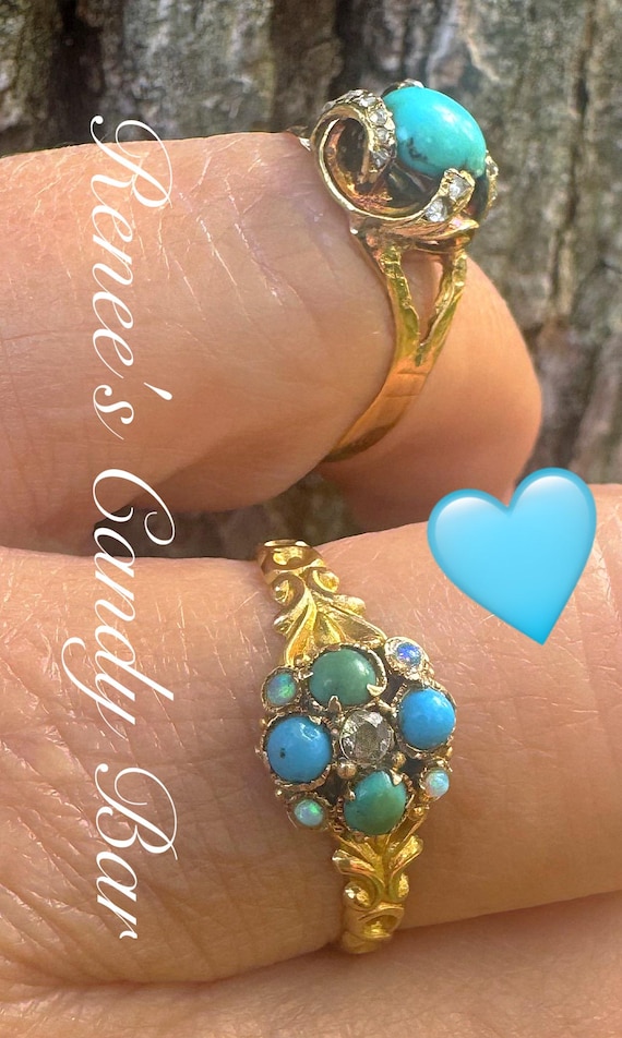 Antique Gold Flower Clover Ring – Multi-Gemstone … - image 9