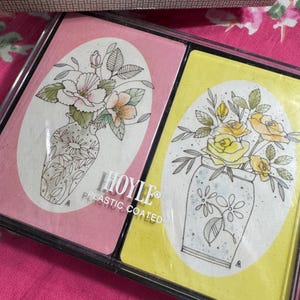 Cartas Vintage Cartas de Baralho Floral Cartas de Baralho de Dois Baralhos de Flores Bonitas Cartas Vintage dos Anos 70 Presentes Vintage de Dia dos Namorados Hoyle Cartões Bonitos