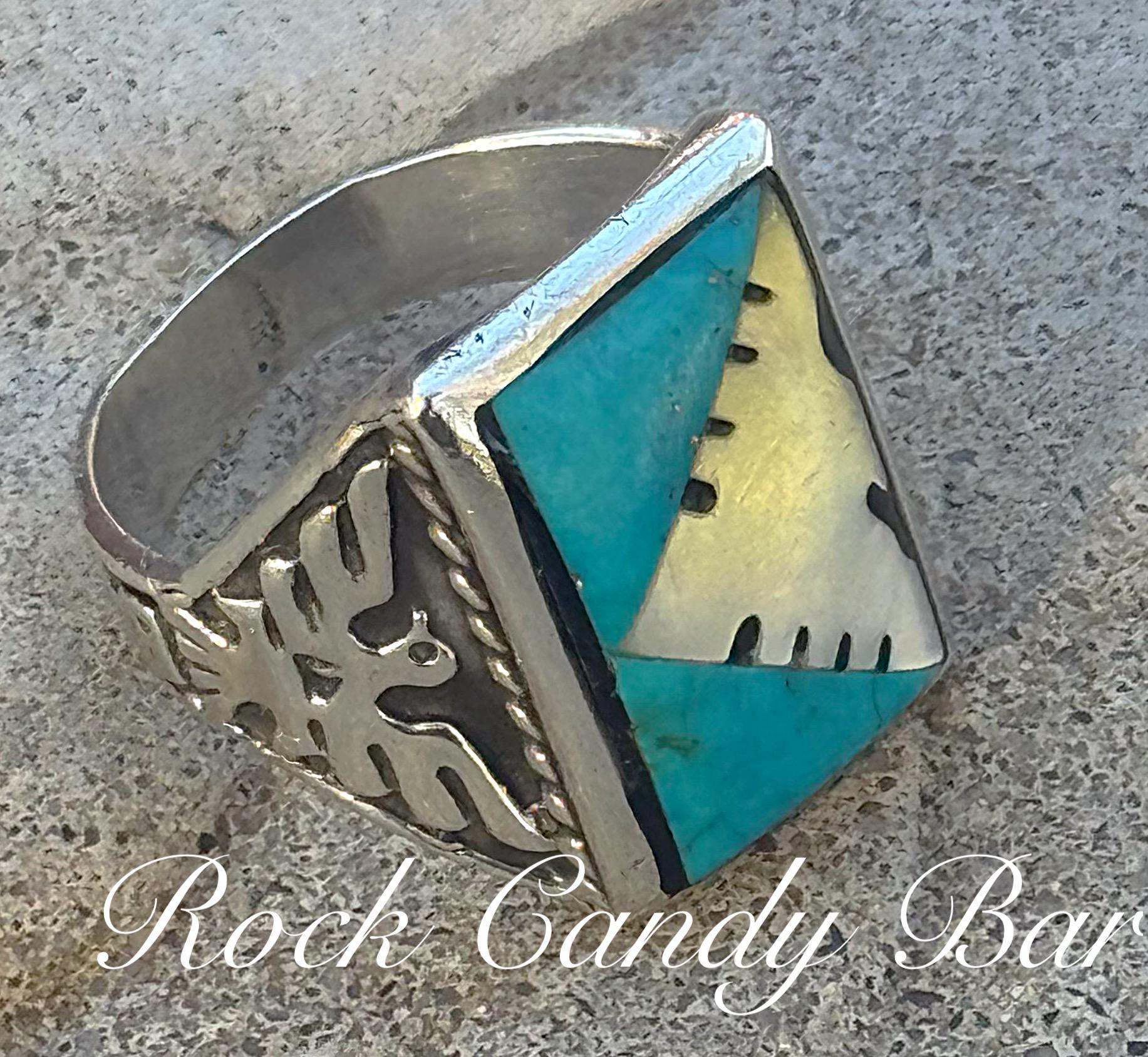 Vintage Navajo Thunderbird Ring 1970s Sterling Silver | Turquoise