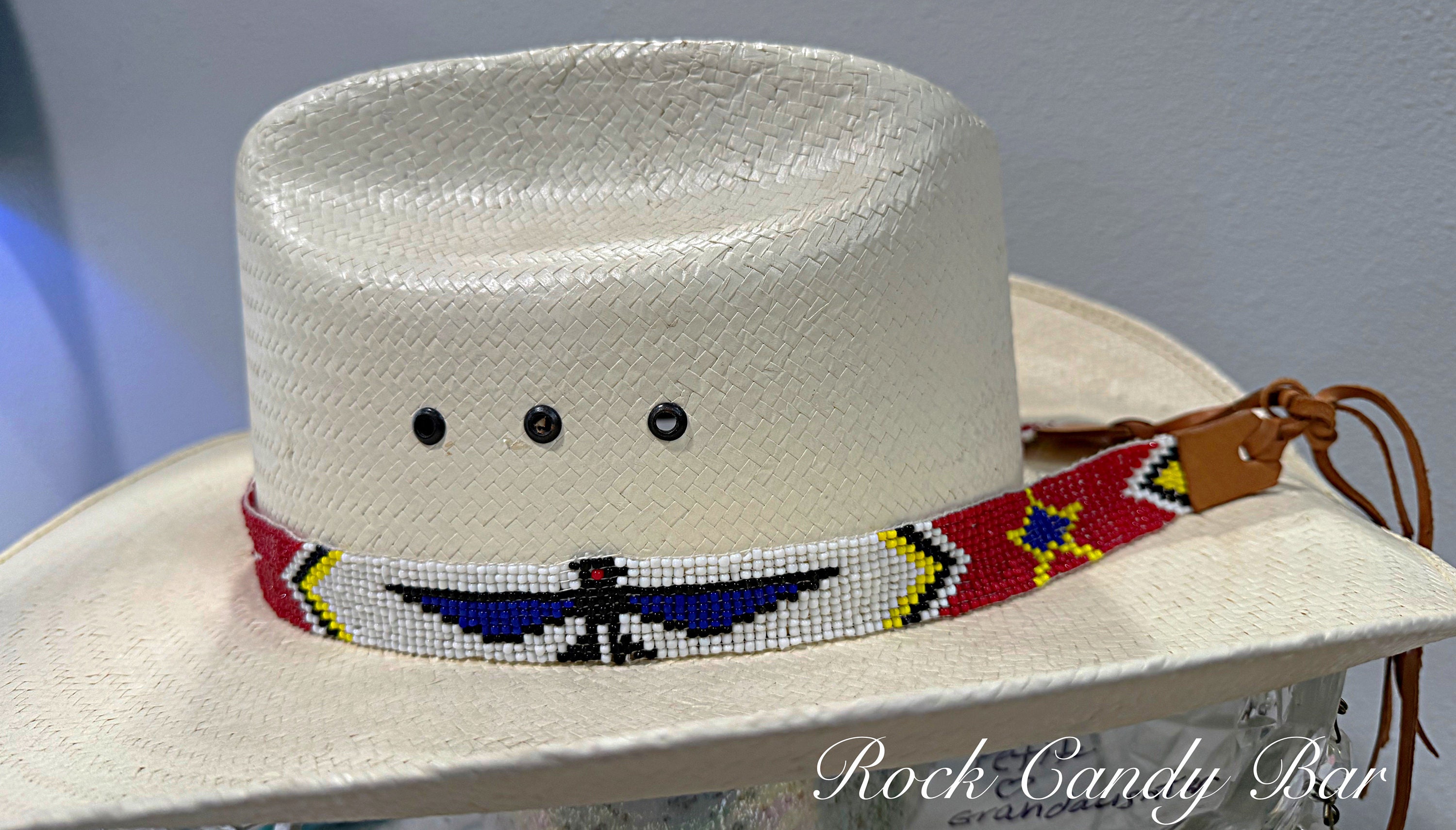 Vintage Thunderbird Beaded Hat Band Handmade 70s Native 