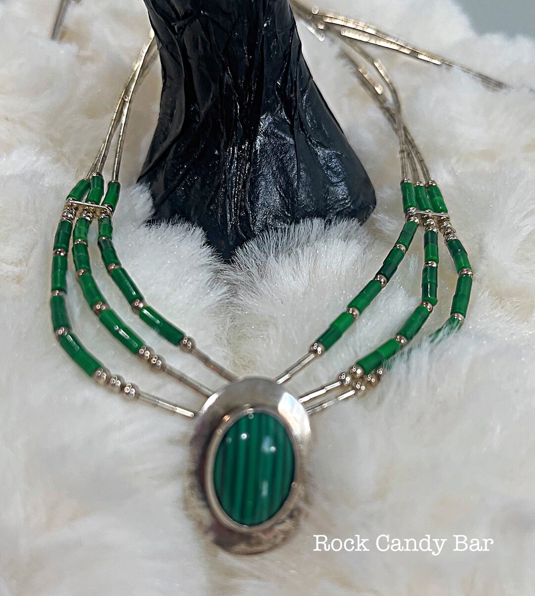 •EOWYN• malachite + silver necklace (16